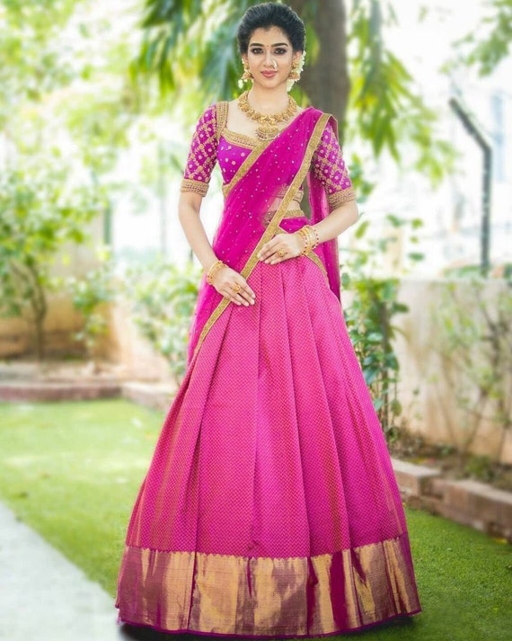 New Kanjiveram Silk Half Saree Lehenga 