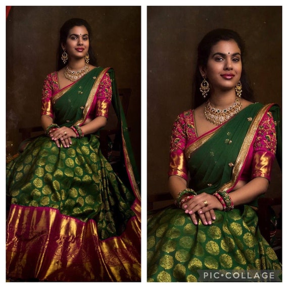 New Kanjivaram Silk Half Saree Lehenga 