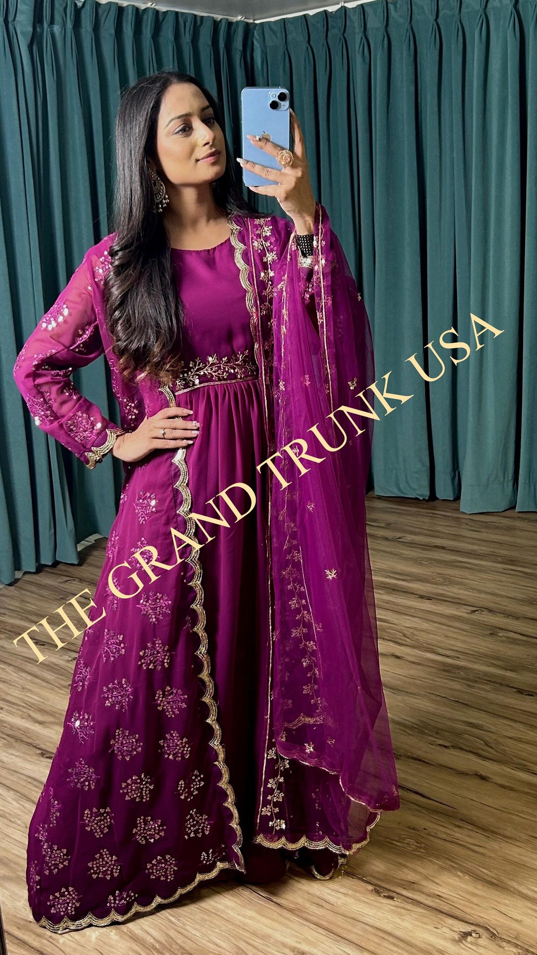 Designer Anarkali Style Long Gown With Dupatta, Shrug for Women and