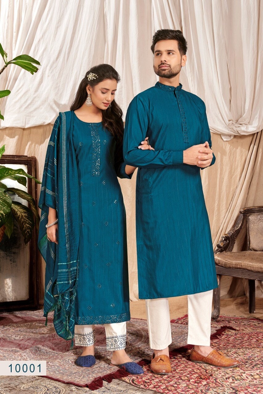 Punjabi Kurta and Kurti Couple 