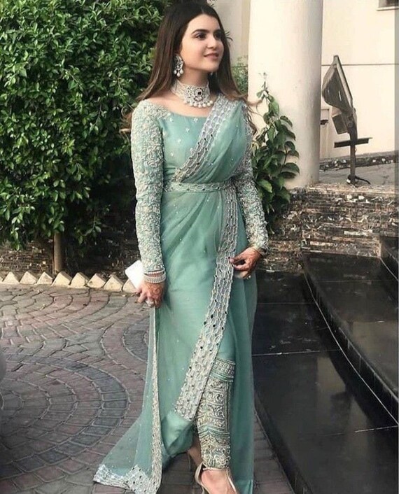 Wear Pant Style Saree and Embroidery 