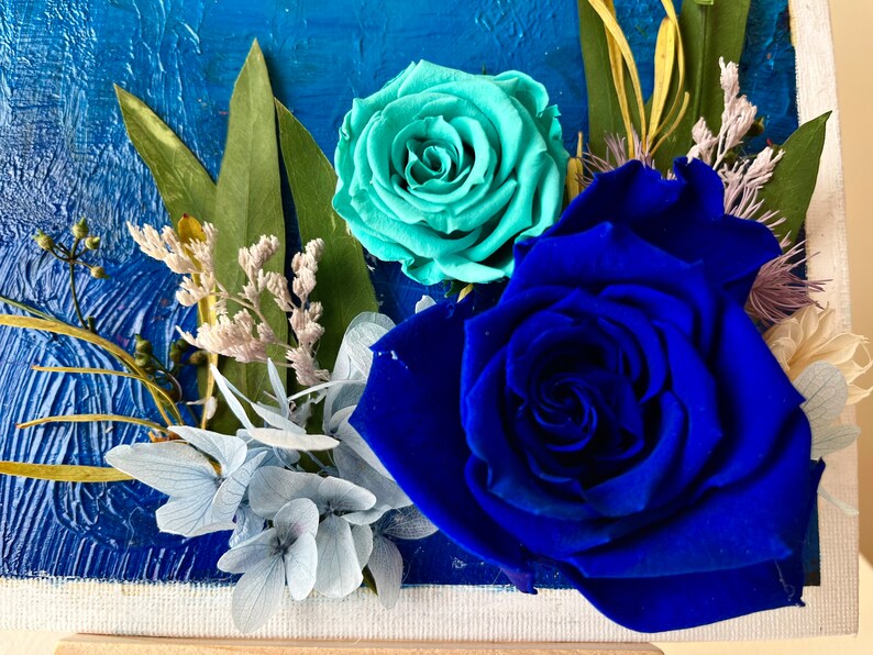10 X 8 Preserved Flowers on Painted Canvas Table Decor Home Decor