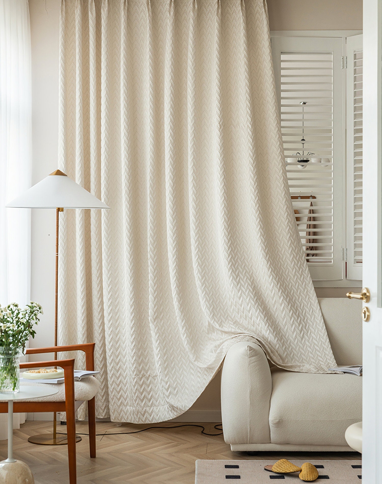 Paar Boho Beige / Creme Jacquard Vorhang Panel Schlafzimmer / Wohnzimmer  Vorhänge Benutzerdefinierte Vorhänge Fensterfront Vorhänge  Benutzerdefinierte Jede Größe Vorhang | Fertiggardinen