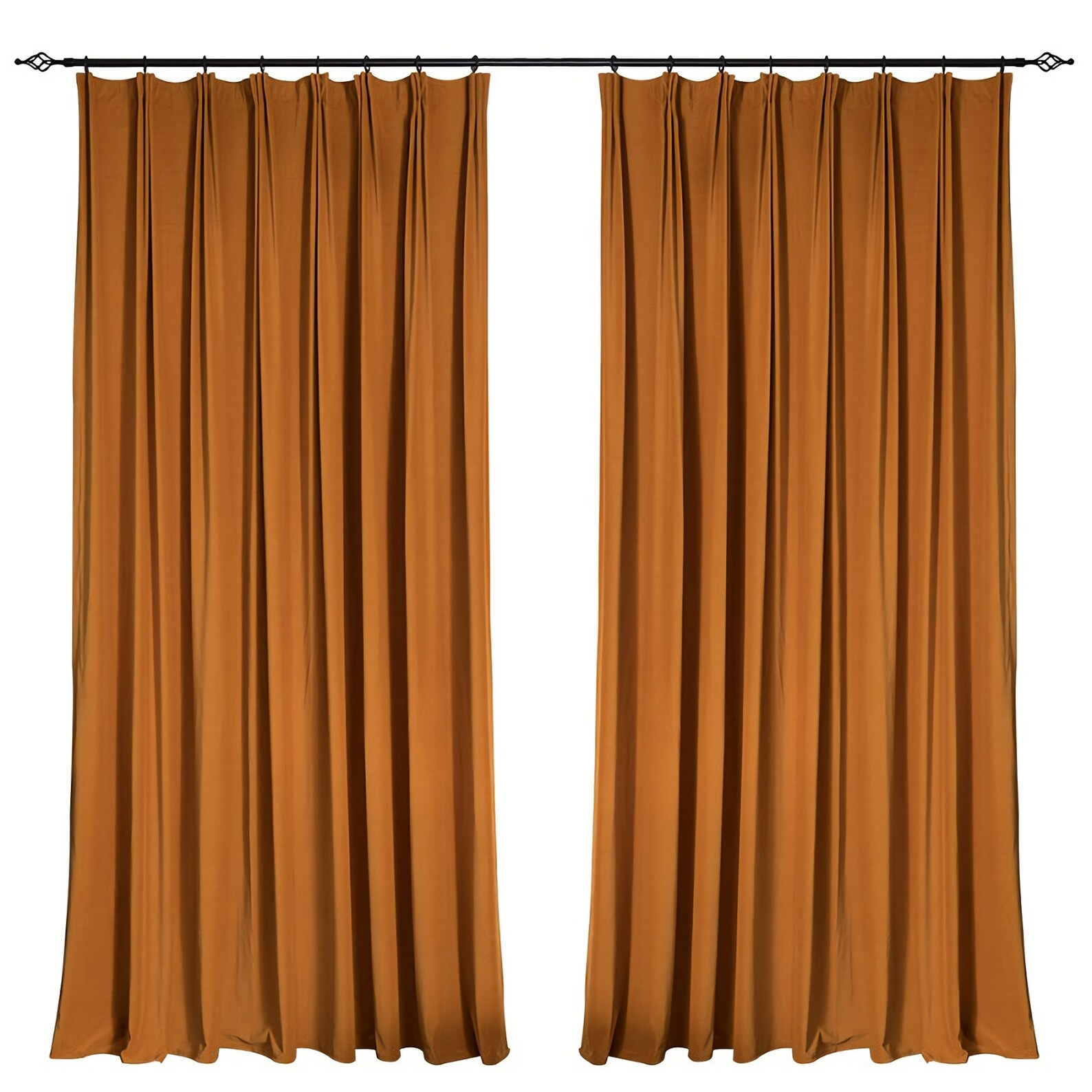 A Pair of Heavy/orange Velvet Curtains Bedroom/ Living Room Etsy