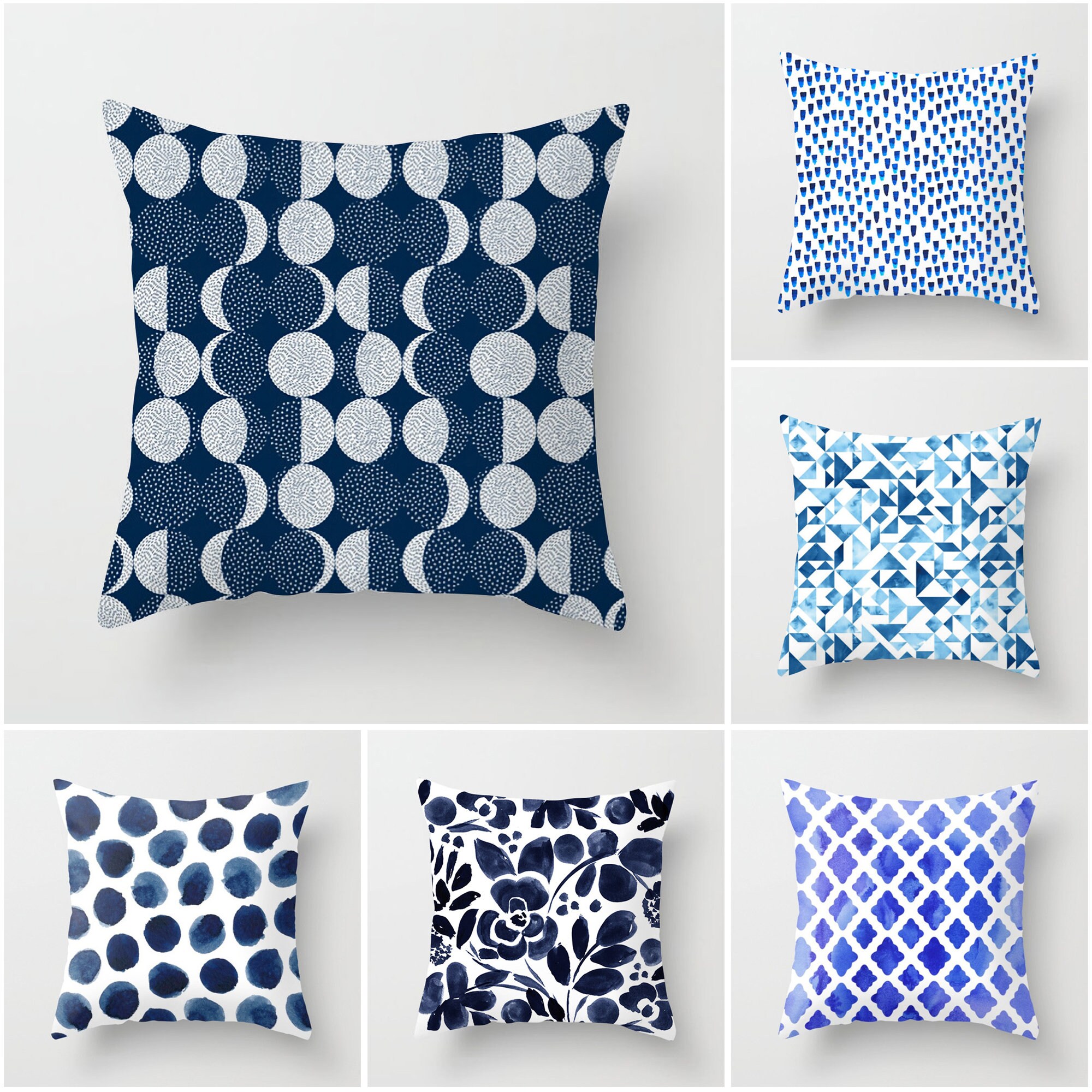 Navy Blue Polka dot Pillow covers 16 x 16 18 x 18 20 x 20 Etsy