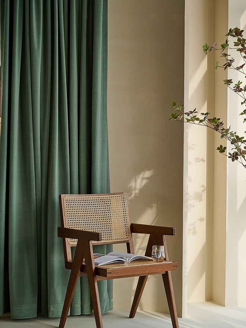 Pair of Luxury Sage Green Velvet Curtains Bedroom/living of Etsy