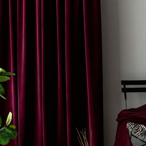 Pair of /Burgundy Red/Wine Velvet Curtains Fabric, Custom drapes, Custom curtains, window curtain panels, Heavy Weight, Any Size Curtain