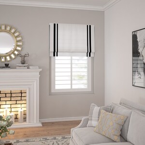 Custom Roman Shades for Doors Windows-kitchen-Flat Roman blinds with Trim Two Side Black-Borders-Roman Shade Blackout with Chain Mechanism