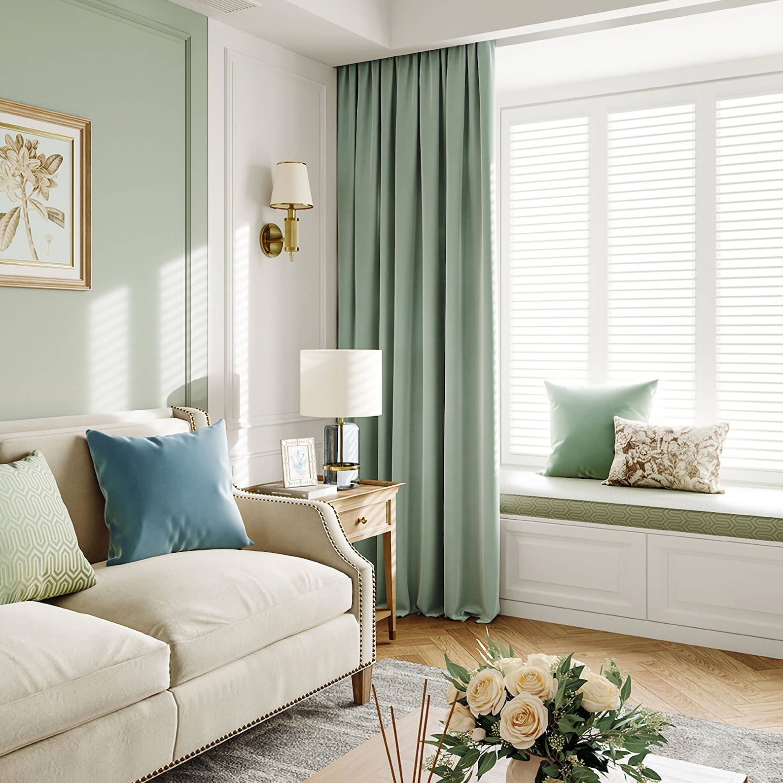 Pair of Mint Green Velvet Curtains Bedroom Velvet Curtains Etsy UK