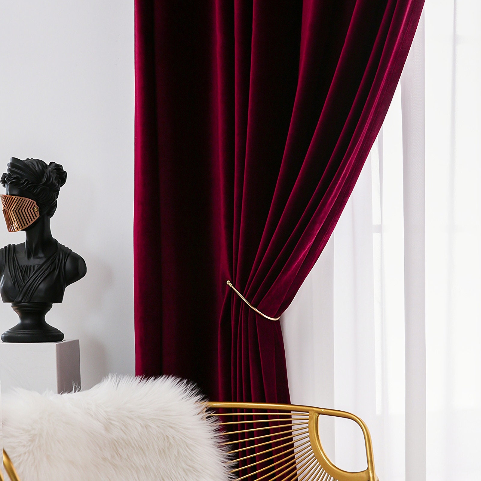 Pair of /burgundy Red/wine Velvet Curtains Fabric Custom Etsy