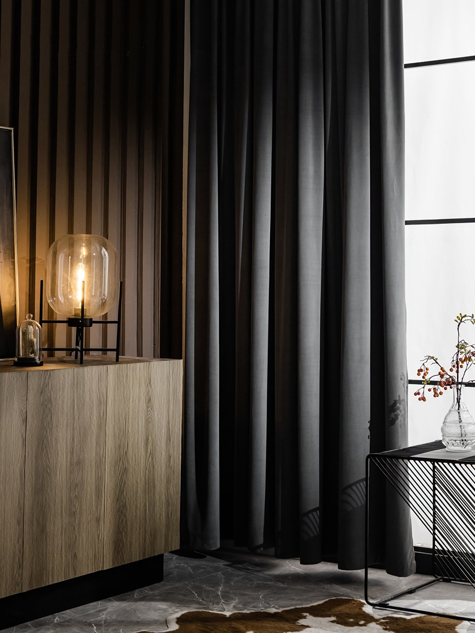 Custom Size Charcoal Gray Velvet Curtain Black Velvet Drape Etsy