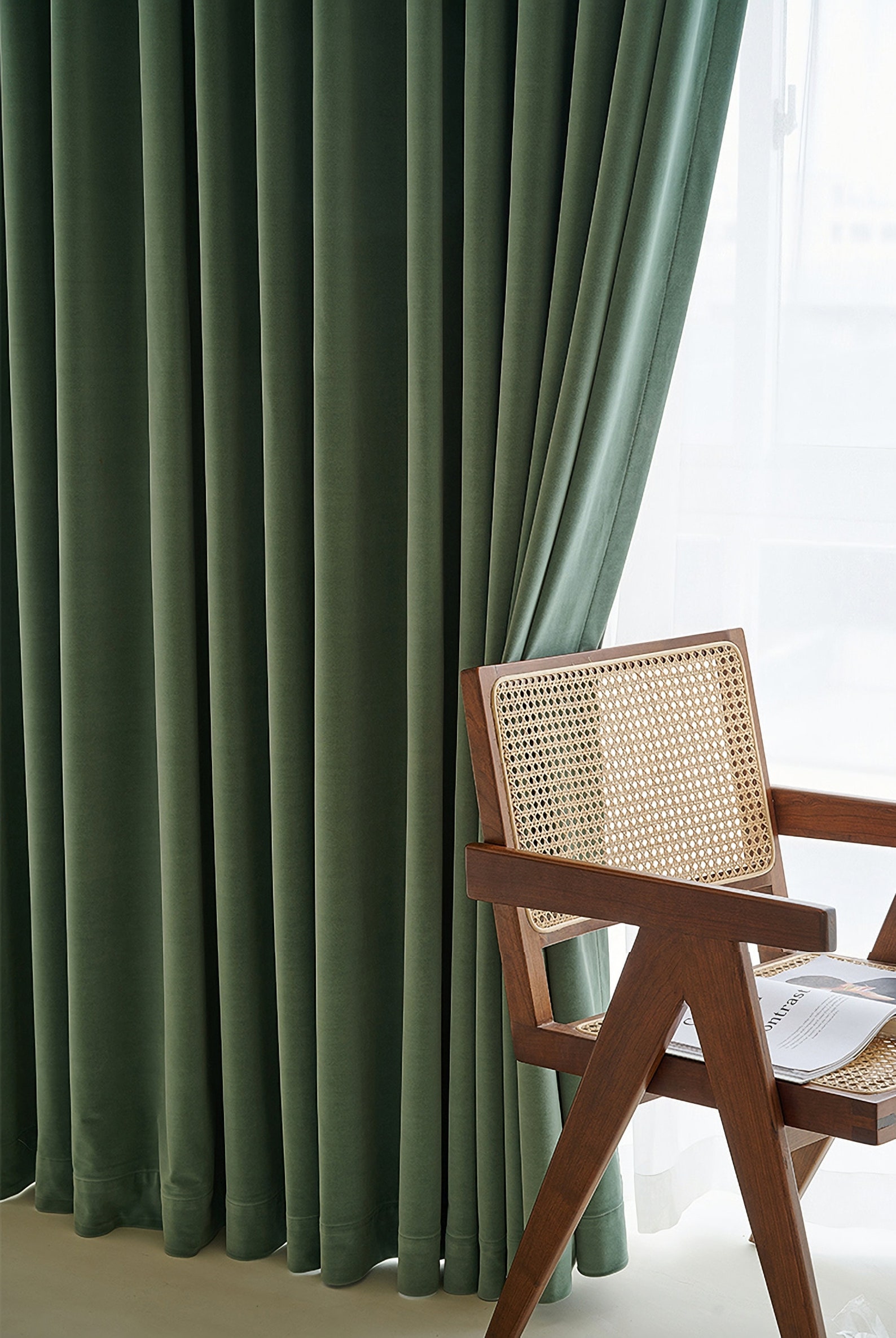 Pair of Luxury Sage Green Velvet Curtains Bedroom/living of Etsy UK