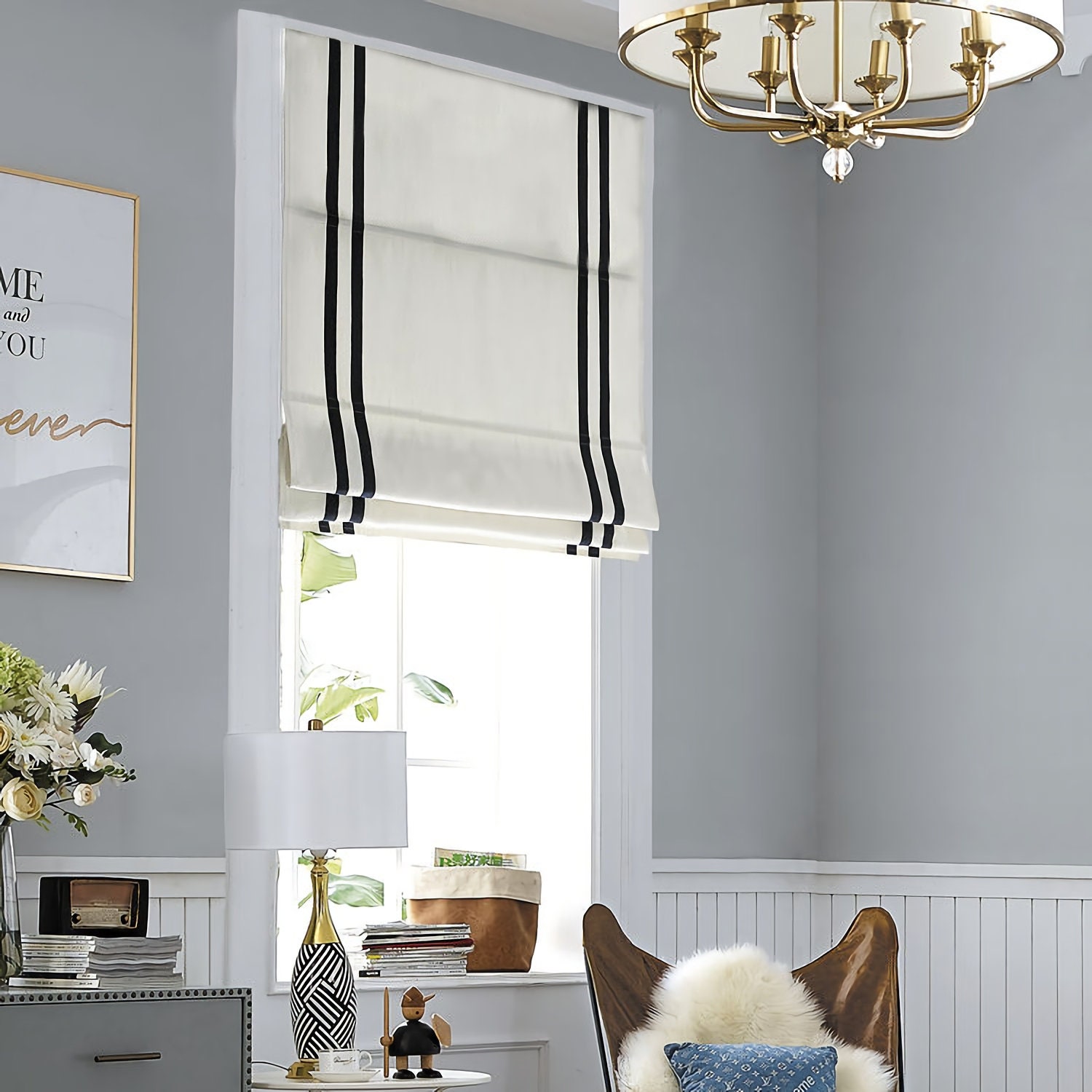 White cheap roman blinds