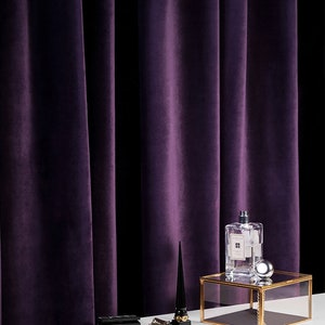 A Pair of BlackCurrant/Dark Purple Velvet Curtains, Bedroom Velvet Curtains, Living of Room, Eggplant Velvet Panels/drape, Custom Curtains