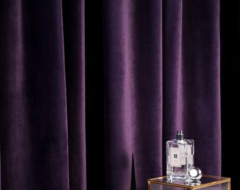 A Pair of BlackCurrant/Dark Purple Velvet Curtains, Bedroom Velvet Curtains, Living of Room, Eggplant Velvet Panels/drape, Custom Curtains