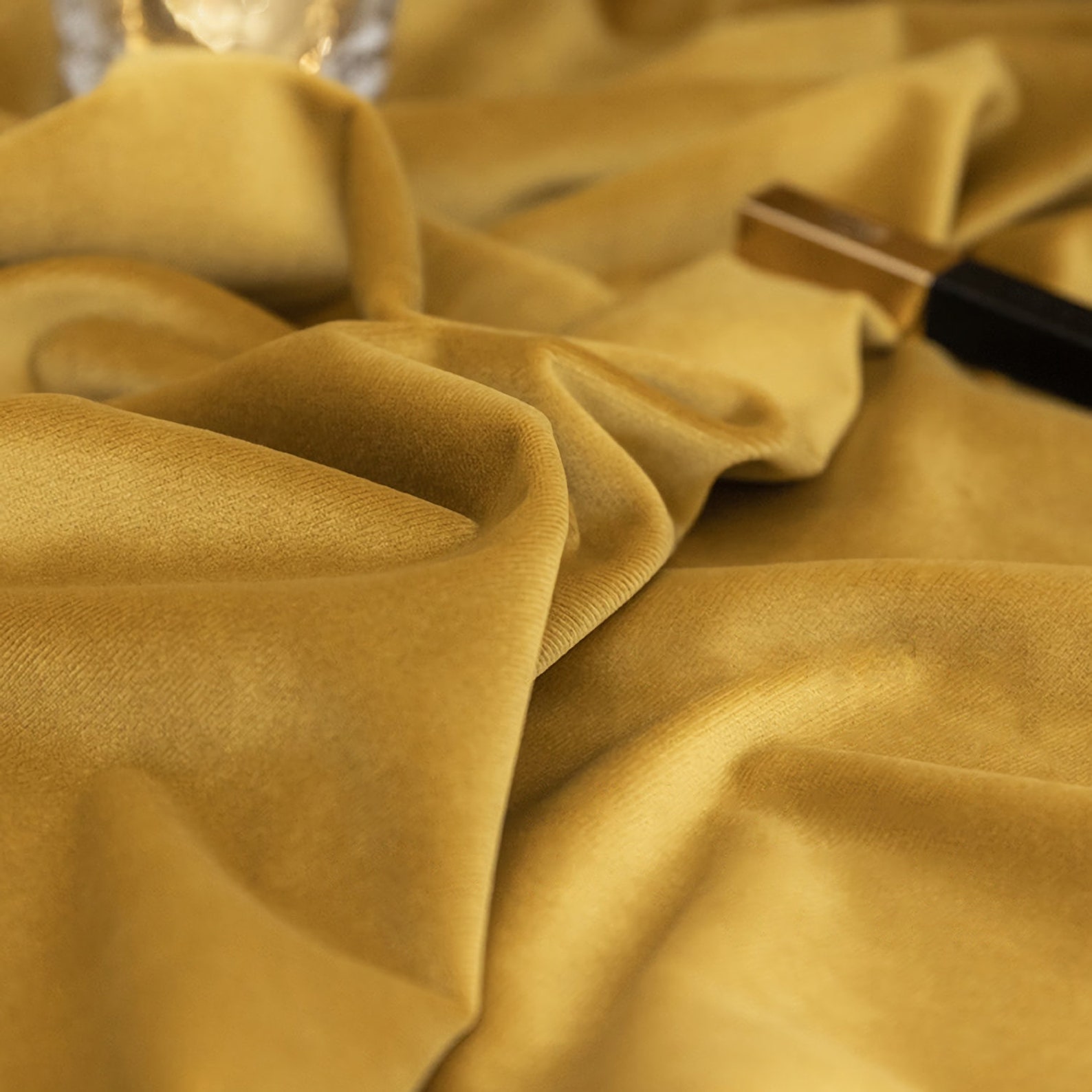 Pair of Solid Yellow Velvet Curtain Panel Velvet Look Drape Etsy
