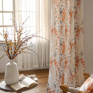 A Pair of Romantic Floral Curtain Panel - bedroom/living room flower pattern curtains  Custom Curtain Panel