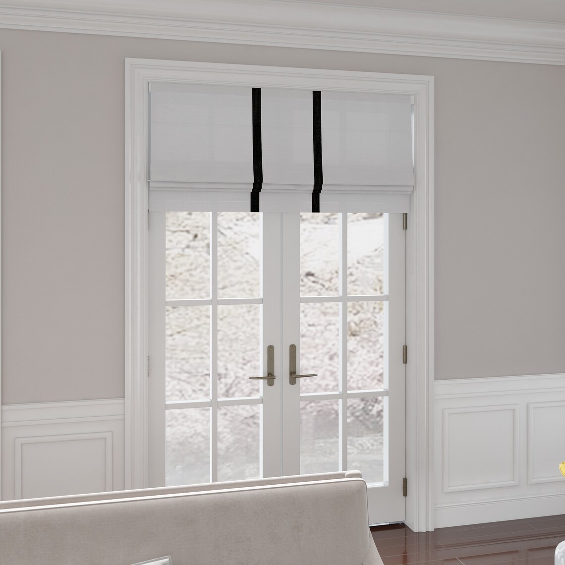 Roman Shades With Trim for Doors Windows/ Kitchen Ivory Roman Etsy