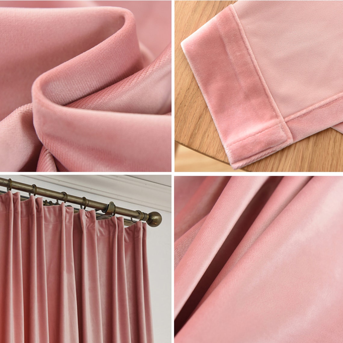 A Pair of Blush Pink Velvet Curtains Curtains Girl Bedroom - Etsy