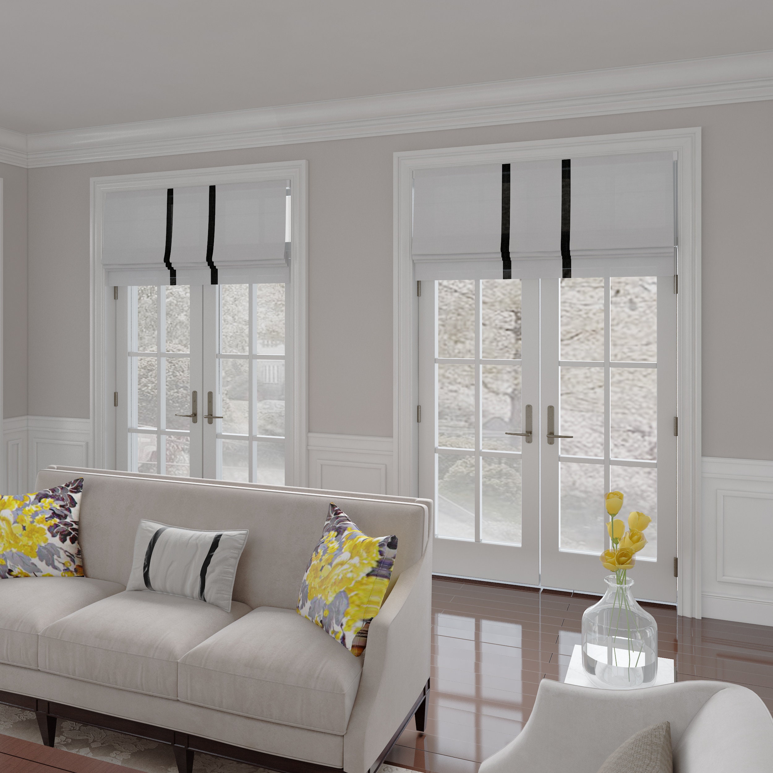 Roman Shades With Trim for Doors Windows/ Kitchen Ivory Roman Etsy