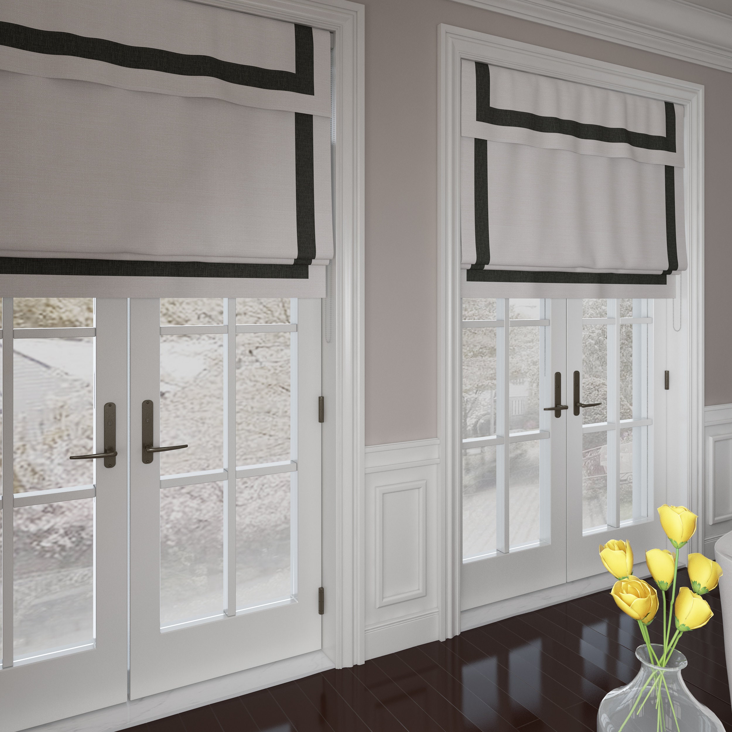 Roman Shades With Trim for Doors Windows/ Kitchen Ivory Flat Etsy