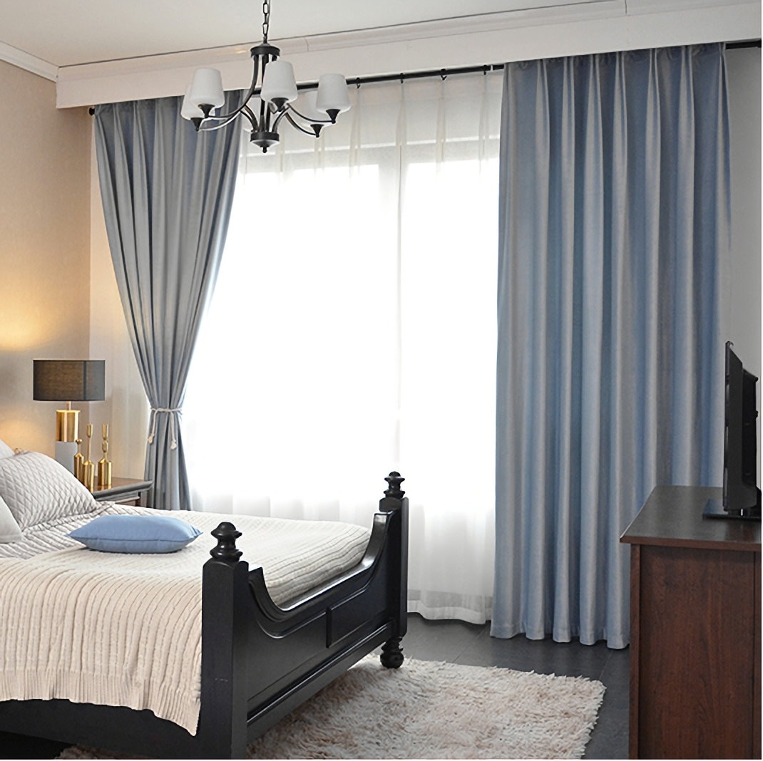 Pair of Baby Blue Velvet Curtains Light Blue Bedroom Velvet Etsy