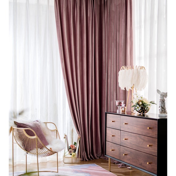 Un paio di tende in velluto di lusso rosa antico, tende per camera da  letto/soggiorno, tende per finestre bordeaux, pannelli personalizzati di  qualsiasi dimensione -  Italia