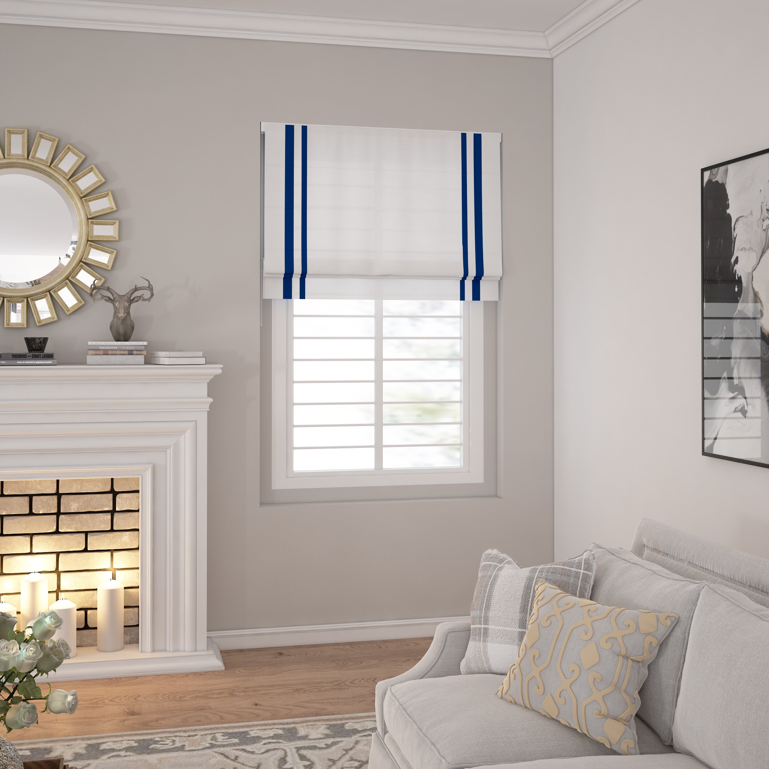 5 colors floral roman shades 3 fold styles blackout lining option