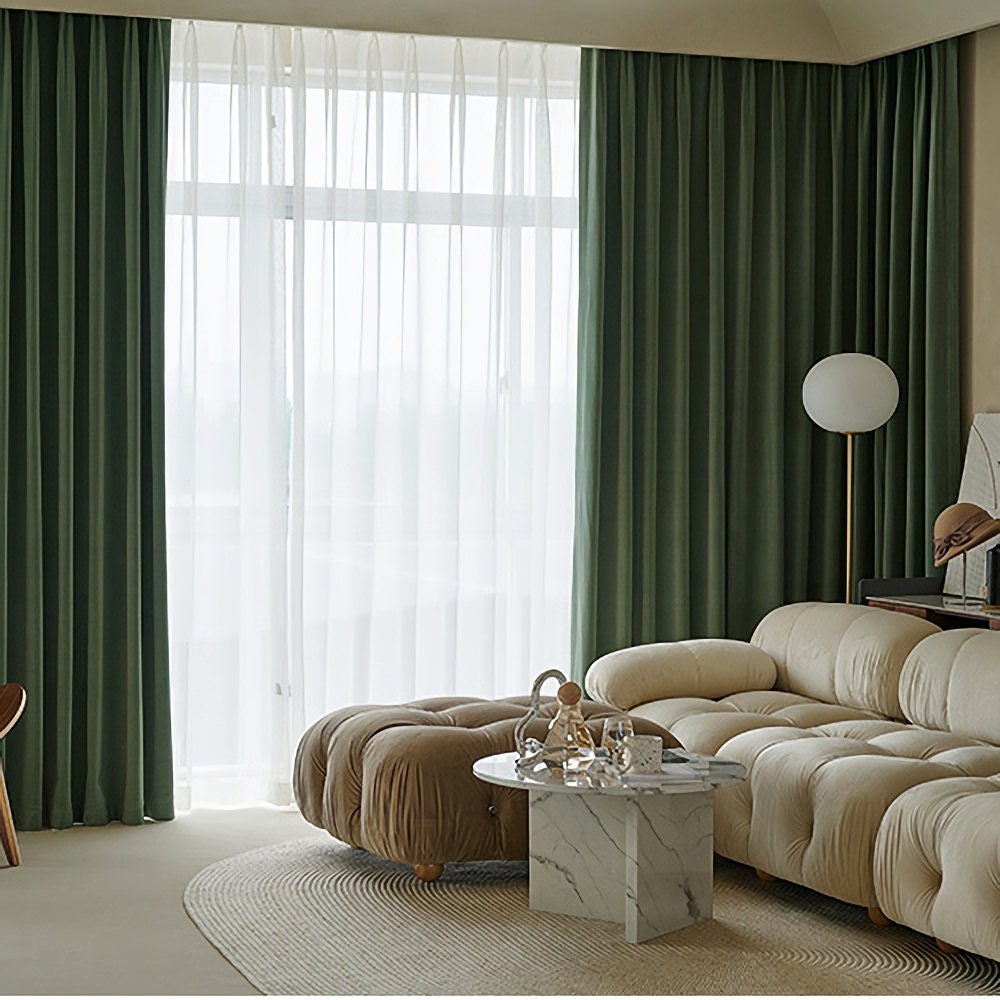 Pair of Luxury Sage Green Velvet Curtains Bedroom/living of Etsy UK