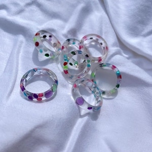 Polka Gem Resin Rings &lt;33