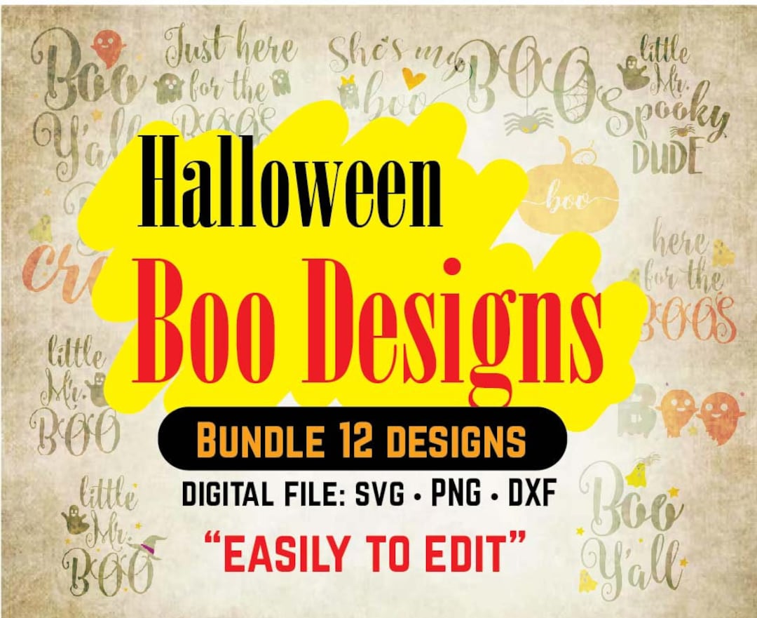 Design For Boo Boo Boo Designs Halloween Bundle 12 Designs Lover, Kids, Cutting Files, Svg ...