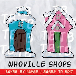 Whoville Shops Inspired projekt plik do cięcia, svg, cricut, plik cyfrowy, cameo, sylwetka, ozdoby, epf, święta, boże narodzenie, zima