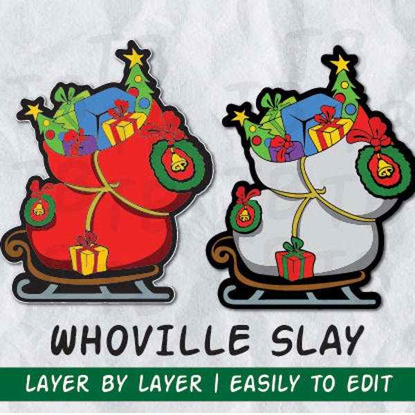 Whoville Slay/Sleigh, Stolen, Inspired design cutout, svg, cricut, digital file, silhouette, ornaments, holiday, christmas, winter