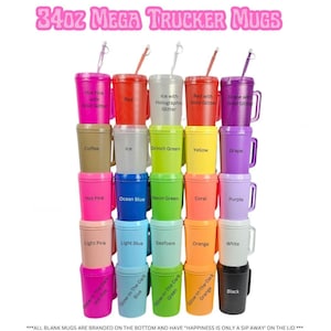 Hip Sips Mega Trucker Mug 34oz 90s Retro Vintage Thermos Tankard Stein Insulated Hospital Mug Pregnancy Gift Bridal Party Handle Lid Straw
