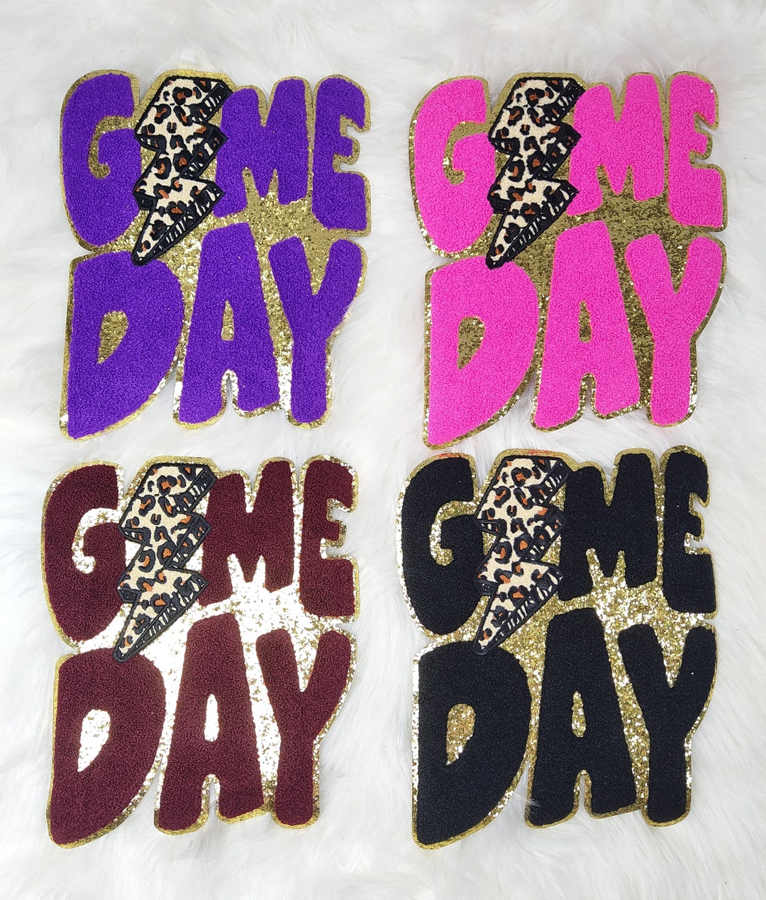 LARGE Game Day Iron on Patch, Cheetah Light Bolt Patch, Cheetah Game