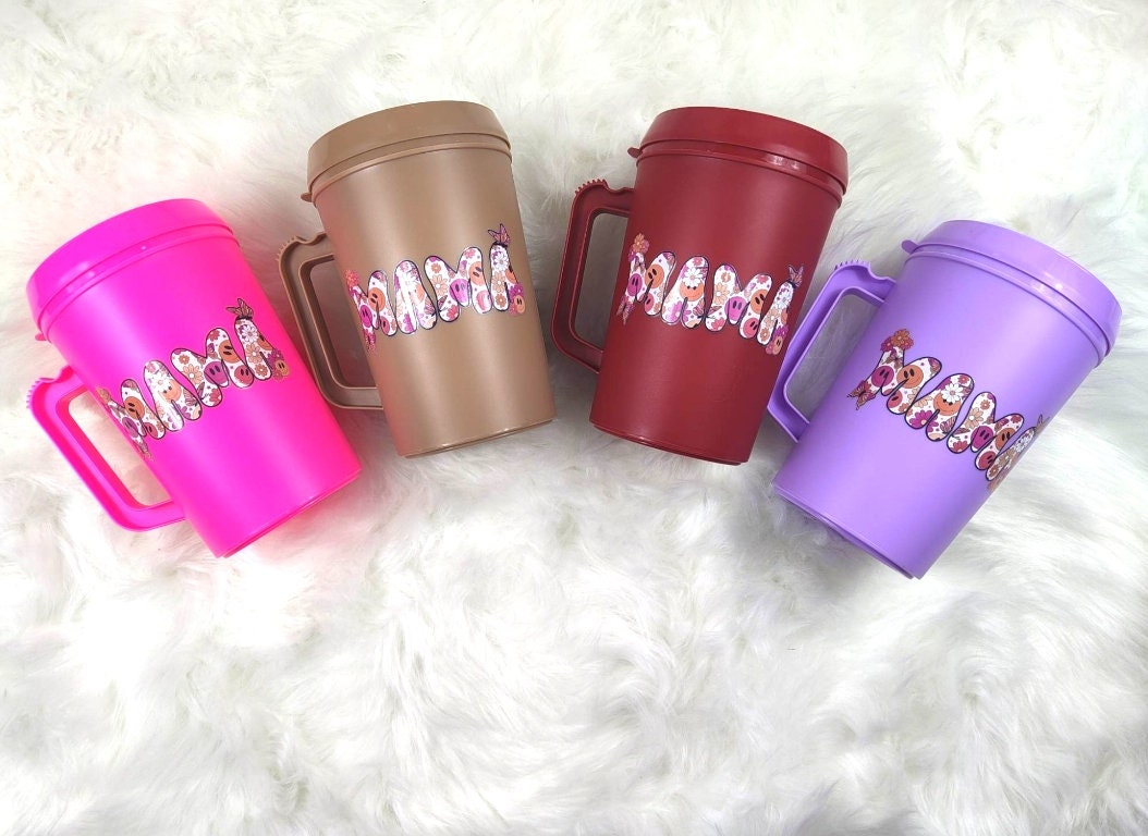 Hip Sips Butterfly Retro MAMA 34oz Mug With Lid and Straw