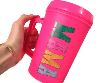 MAMA 34oz Mug with Lid and straw, 34oz Retro Jumbo Thermos, Mega Mug 34oz Cup, XL Trucker Mug, MAMA Mega Mug, 34oz mug with straw and lid