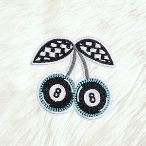 8 Ball Cherry Checkered Embroidery On Patch