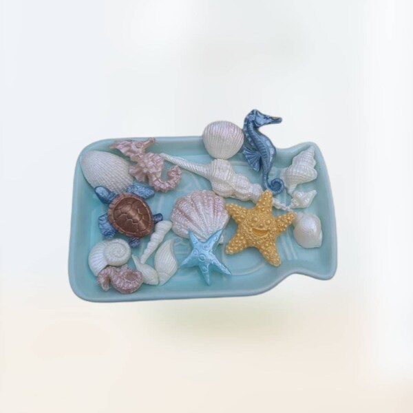 Ocean Soaps Mini Decorative ~Seahorse~Sea Turtle~Starfish~Seashells 16 pc./Beach house /air bnb/vrbo soap