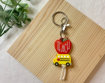 School Bus Silicone Mini Keychain / Teacher Bus Mini Keychain / Book bag Keychain / Teacher Mini Keychain / Zipper pull / Bag keychain