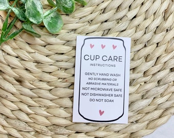 Printed Glass Cup Care Cards / Glass Cup Instruction cards / Beer Glass Can Care Cards / Libbey Cup Care Cards