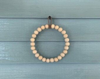 Bead Wreath / Wood Bead Wreath / Minimalist Wreath / Simple Wreath / Wreath Base / Natural Decor