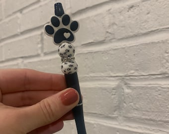 Paw Print Silicone bead pen / animal pen / beaded pen / beadable pen / dog mom pen / animal lover pen / writing pen / teacher gift