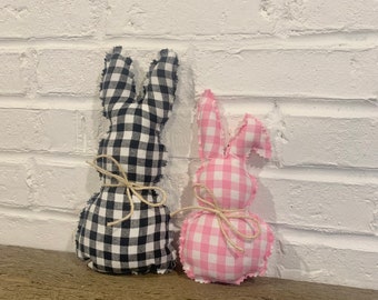 Fabric Easter Bunny / Stuffed Bunny Rabbit / Spring Decor / Easter Tiered Tray Decor / Farmhouse Fabric Bunny / Bunny Shelf Sitter