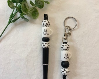 Fur Mama Mug / Paw Print Silicone Mini Keychain / Paw Print Mini Keychain / Dog Mom Keychain / Coffee Mug Mini Keychain / Fur Mama Pen