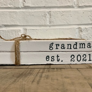 Grandma Book Stack / Mother&#39;s Day gift / Cute gift for mom, grandma / Spring Home Decor / Stamped Books  / Stamped Book Stack / Home Decor