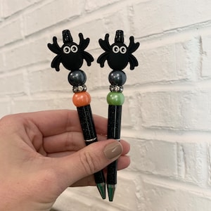 Halloween silicone bead pen / spider pen / falloween gift / beaded pen / pen / Halloween gift / refillable ink pen / small gift / office pen