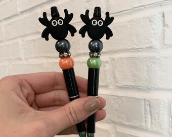 Halloween silicone bead pen / spider pen / falloween gift / beaded pen / pen / Halloween gift / refillable ink pen / small gift / office pen