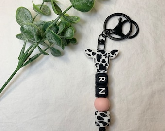 RN Cow Mini Keychain / Nurse Mini Silicone Bead Keychain / Mini Western Cow Keychain / RN Pink Mini Keychain / Zipper pull /