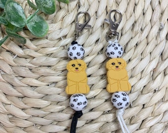 Golden Doodle Silicone Mini Keychain / Paw Print Mini Keychain / Dog Mom Keychain / Animal Lover Mini Keychain / Zipper pull / Bag keychain